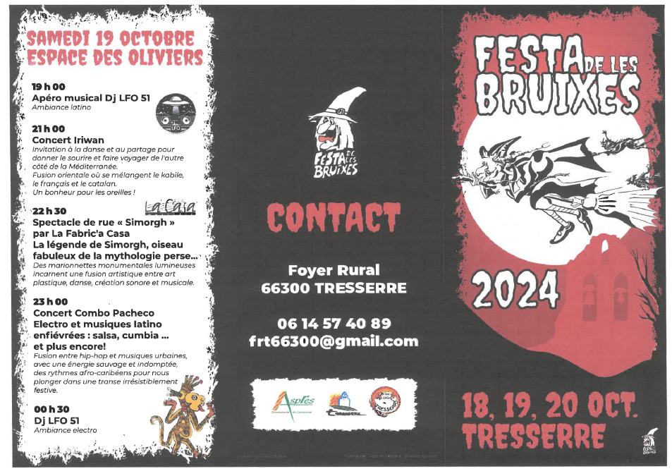 Programme de la Fête des Sorcières 2024 à Tresserre (recto) 